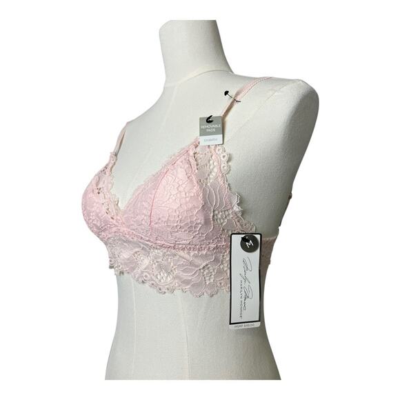 Marilyn Monroe NWT Lace Bralette Bra Comfy Lingerie Peekaboo Coquette Pink M - Picture 2 of 7